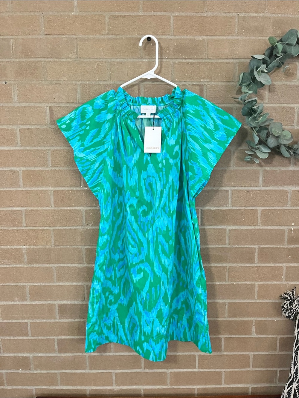 Sugarlips Teal & Aqua Printed Mini Dress